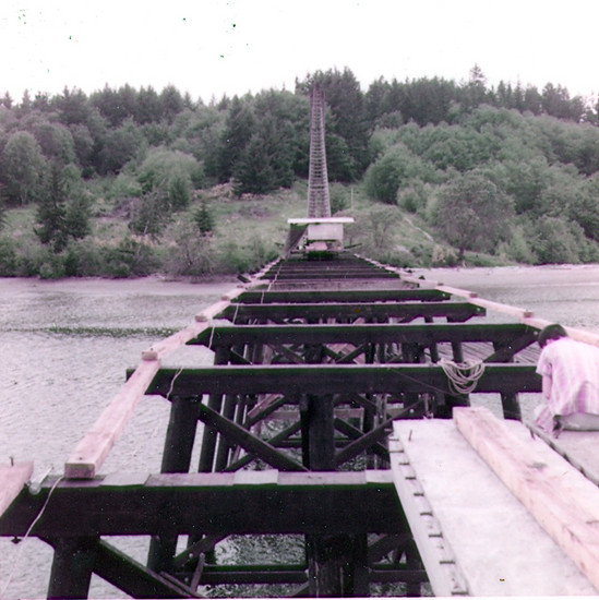 Raft Island Bridge Piling Bents Constuction in 1958