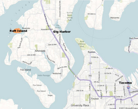 raft island harbor gig map wa aerial
